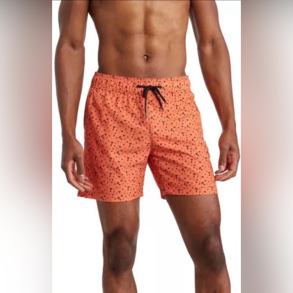 Mr Swim Burnt Orange Patterned Palms Swim Trunk Size XL NWOT